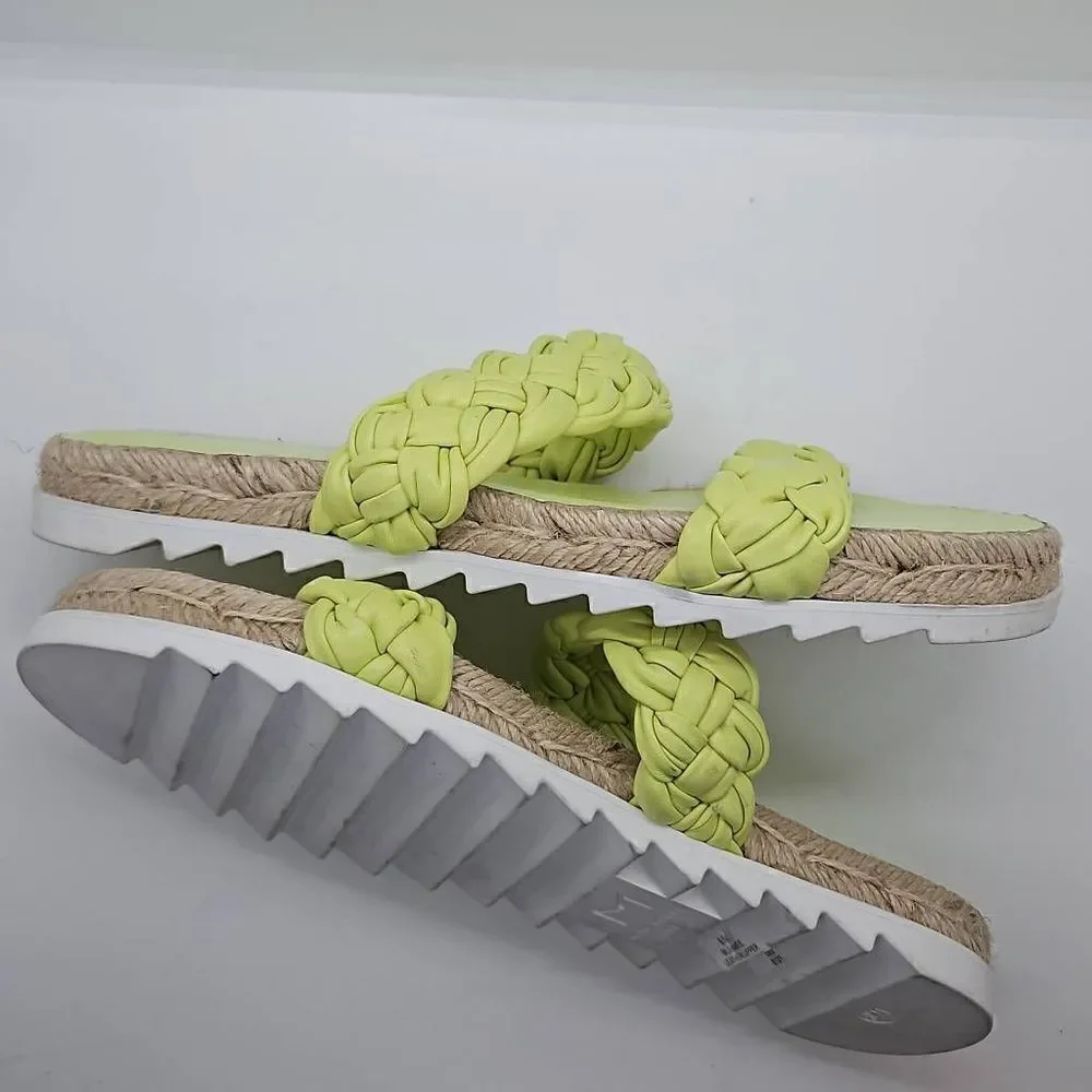 Lime Green Jaime Flat Marc Fisher Slip On Women Sandals Espadrille Size 8.5